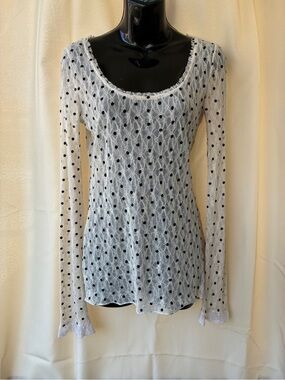 Free People Small Mesh Polka Dot Top